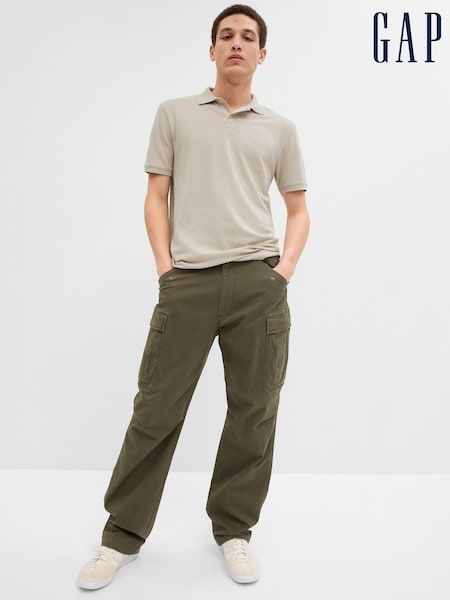 Gap Beige Pique Logo 100% Cotton Short Sleeve Polo Shirt (Q34259) | €26
