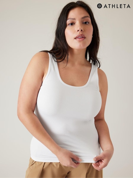 Athleta White Scoop Neck Seamless Tank Top (Q34505) | €18.50