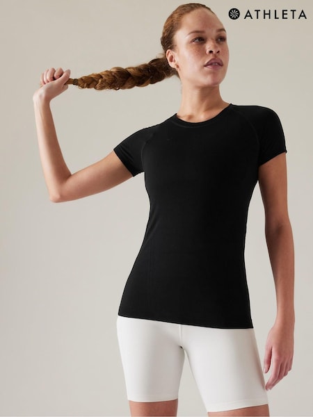 Athleta Black Short Sleeve Crew Neck Seamless T-Shirt (Q34513) | €79