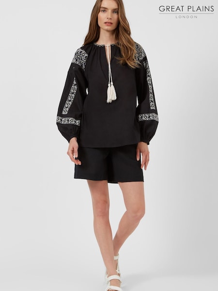 Great Plains Black Santa Cruz Embroidery Blouse (Q35714) | €19