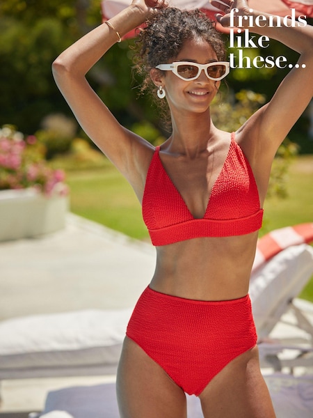 Friends Like These Red High Waisted Power Mesh High Waisted Bikini Bottoms (Q35824) | LEI 58