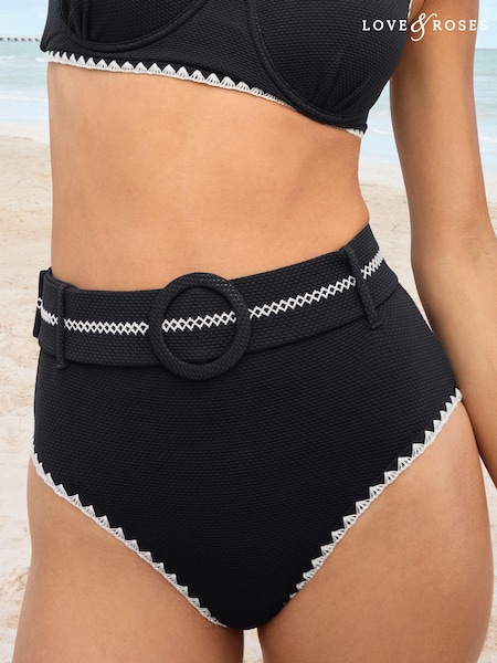 Negru cusături - bikini de plajă Love & Roses (Q35949) | 78 LEI
