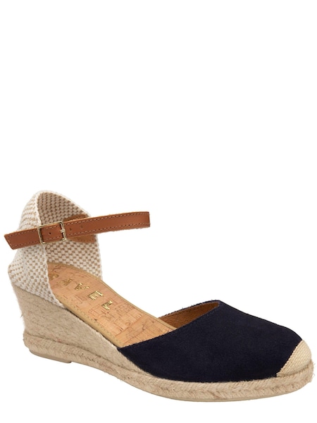Ravel Blue Suede Leather Wedge Espadrille (Q35971) | €43