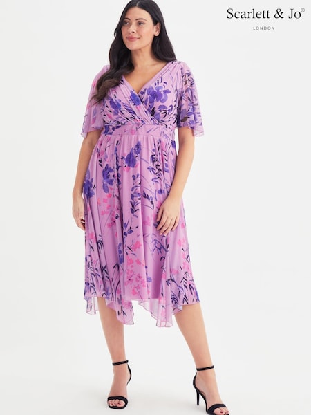 Blumenmuster in Lila - Scarlett & Jo Julie Hanky Hem Dress (Q36083) | 35 €
