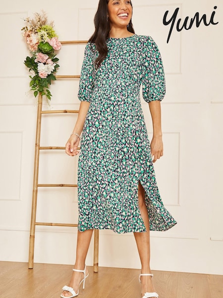 Yumi Green Multi Abstract Animal Print Midi Dress (Q36686) | € 50