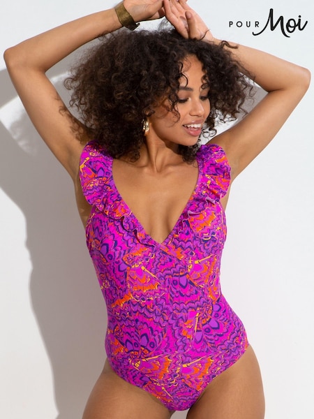 Pour Moi Purple Bermuda Frill Control Swimsuit (Q36914) | €22