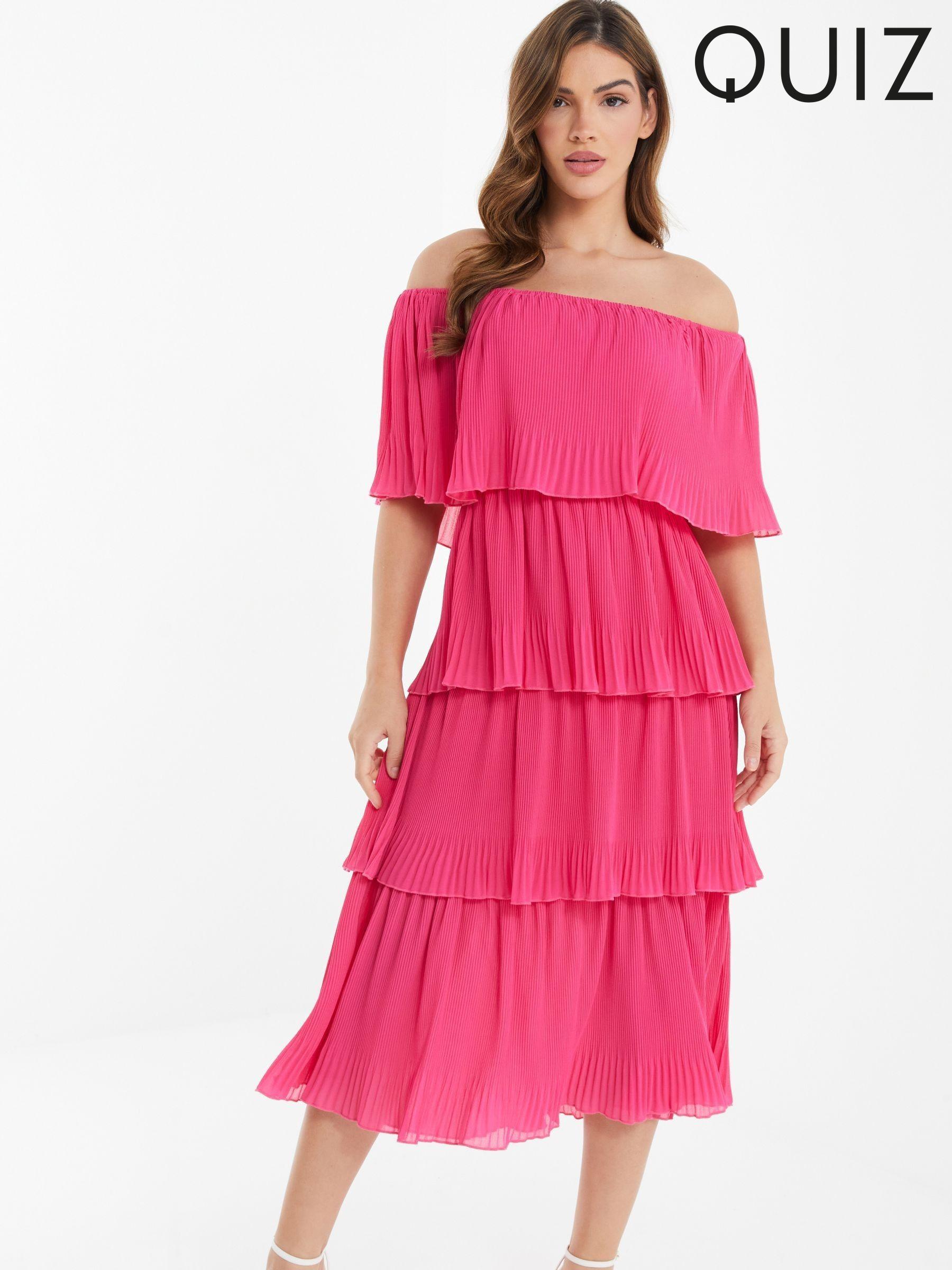 Quiz pink bardot dress clearance