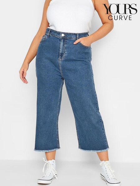 Yours Curve Blue Cropped Wide Leg Jean (Q37546) | €19