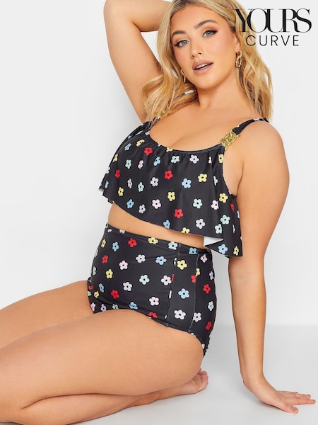 Yours Curve Black Frill Bikini Top (Q37939) | €17
