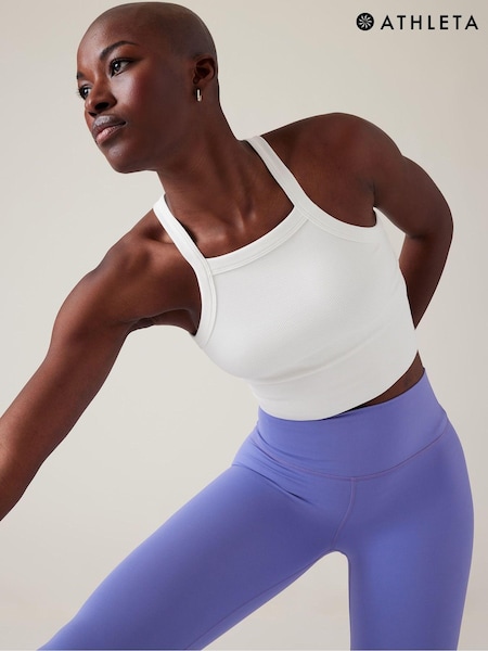 Athleta White Aurora High Neck V Back Tank (Q39667) | €17