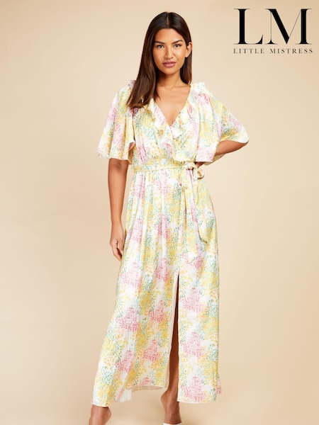 Little Mistress Yellow Multi Blossom Wrap Maxi Dress (Q40367) | €49