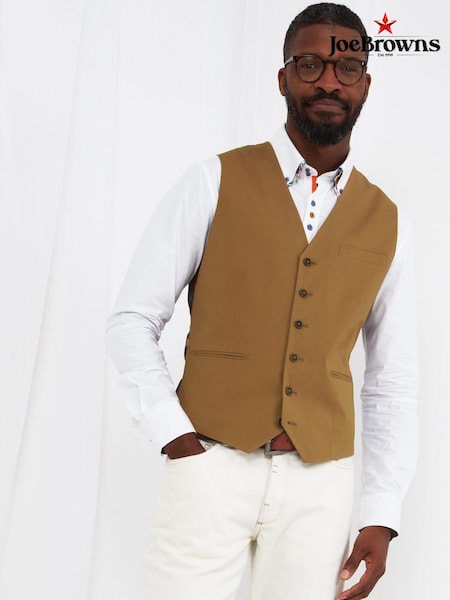 Joe Browns Brown Linen Mix Smarten Up Waistcoat (Q40503) | €15