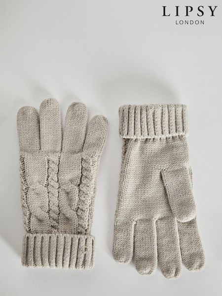 Светло-серый - Lipsy Cosy Cable Gloves (Q40518) | €6