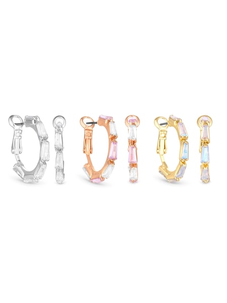 Lipsy Jewellery Black Tri Tone Stone Hoop Earrings - Pack of 3 (Q41963) | €15