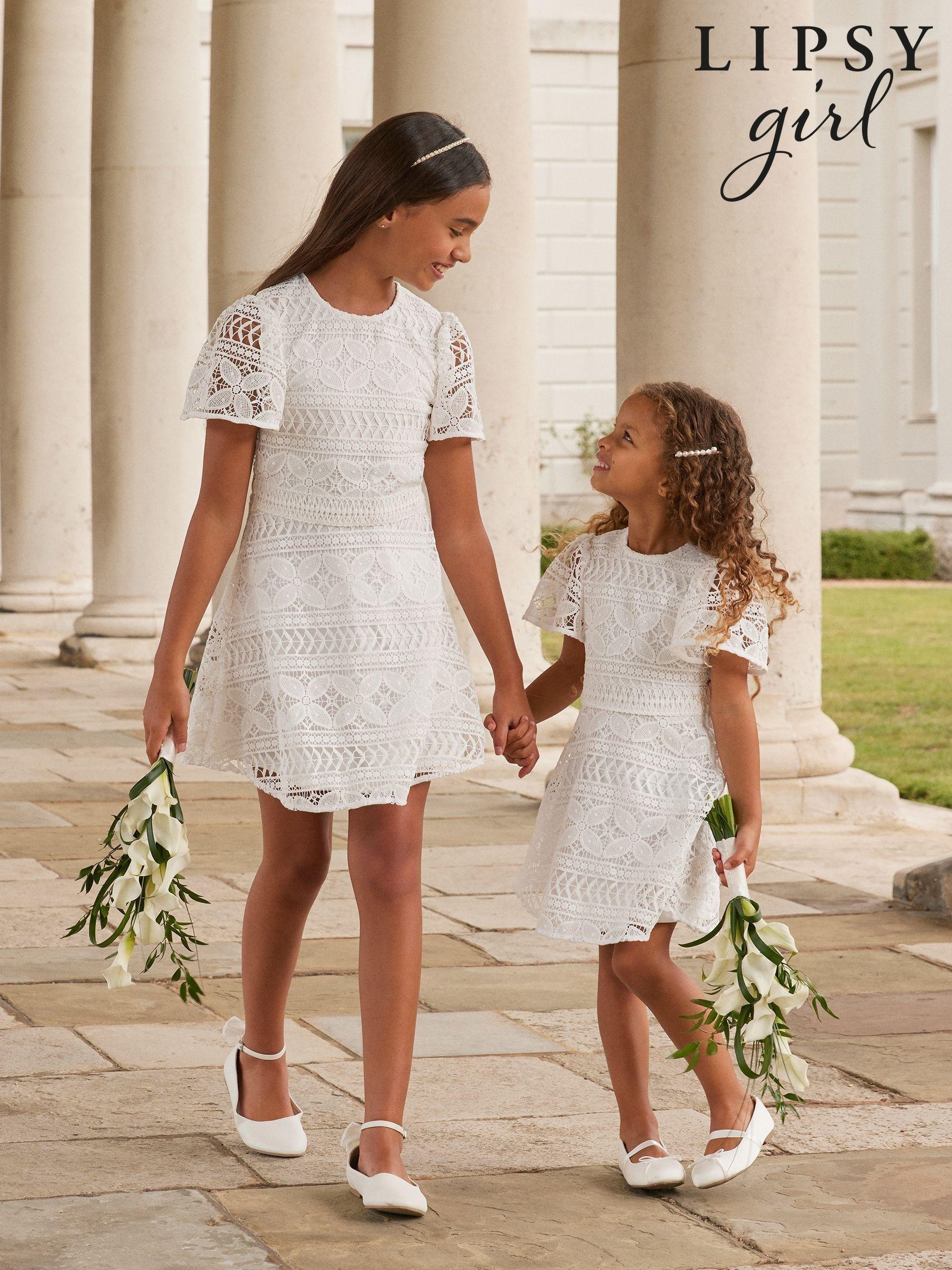 Dresses Lipsy White Short Sleeve Flower Girl Wedding Next Oman