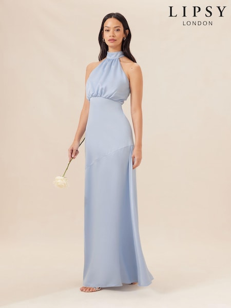 Lipsy Halter Neck Empire Bridesmaid Satin Maxi Dress (Q42736) | ‏21 ر.ع.‏