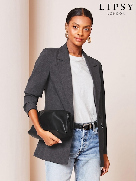 Lipsy Grey Relaxed Longline Tailored Blazer (Q42778) | OMR19