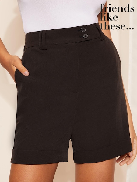 Friends Like These Black Turn Up Belted Tailored Shorts (Q42961) | AED93