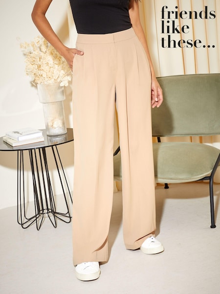 Friends Like These Cream Petite Premium Wide Leg Smart Trousers (Q42967) | €24