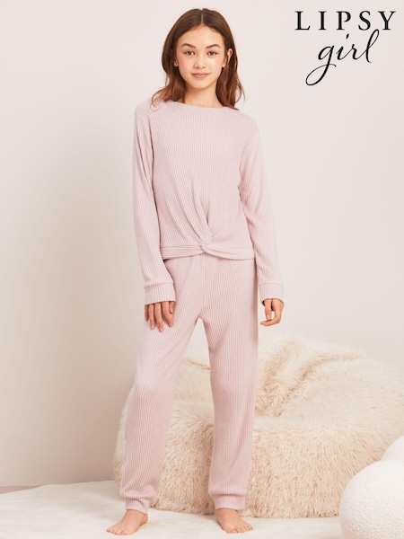 Lichtroze - Lipsy - Knusse pyjama met geknoopte voorkant (5-16 jr) (Q42989) | € 18 - € 25