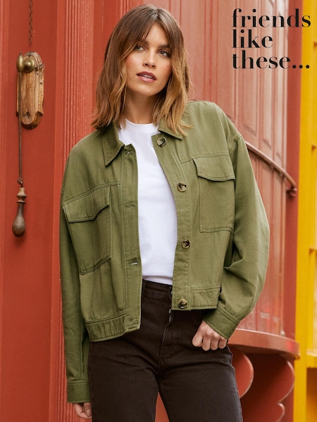 Friends Like These Khaki Green Cropped Utility Jacket (Q42991) | €20