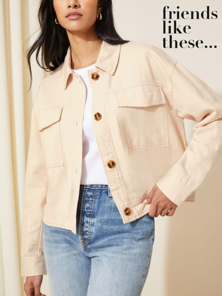 Friends Like These Ecru Cream Cropped Utility Jacket (Q42992) | €20