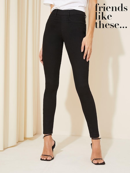 Friends Like These Black Elasticated Waist Ankle Length Jeggings (Q43124) | $38