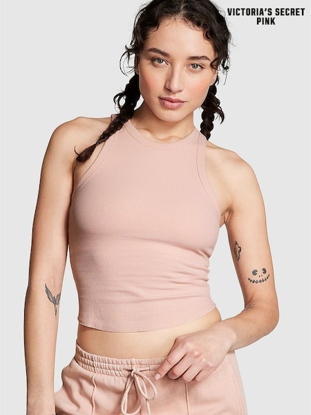Victoria's Secret PINK Wanna Be Pink High Neck Shrunken Rib Tank Top (Q43136) | €10.50