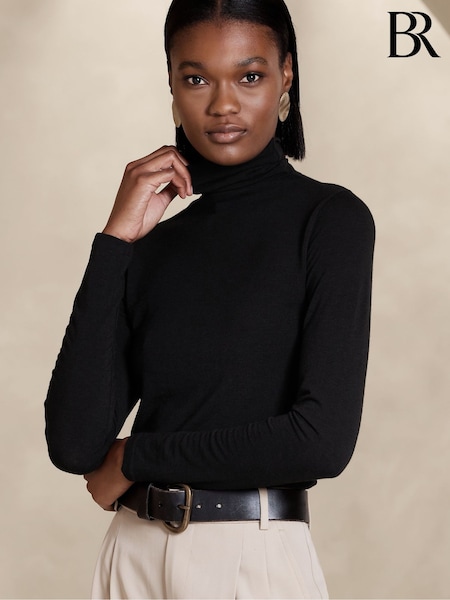 Banana Republic Black Sabel Wool-Blend Turtleneck Jumper (Q43157) | €52