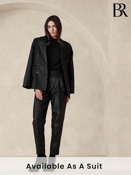 Banana Republic Black Luci Slim Metallic Pinstripe Trousers (Q43186) | €46