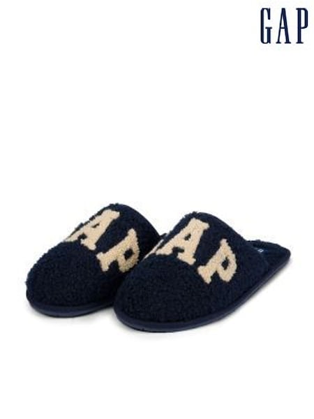 Темно-синий - Gap Women's Plano Logo Borg Slippers (Q43481) | €33