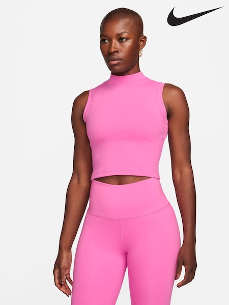 Nike Pink One Dri-FIT Mock Neck Cropped Tank Top (Q43787) | €21.50