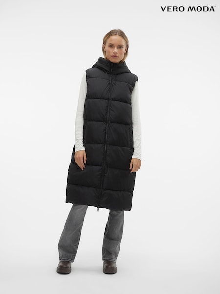 Черный - VERO MODA Hooded Padded Longline Gilet (Q43854) | €26