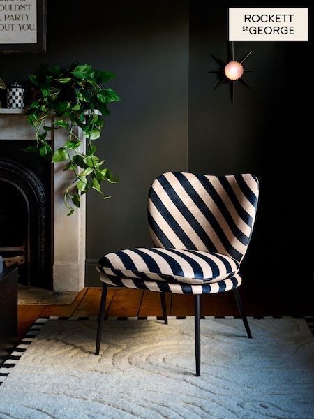 Rockett St George Studio Stripe Velvet Sand and Black Perfect Accent Chair (Q44637) | €251