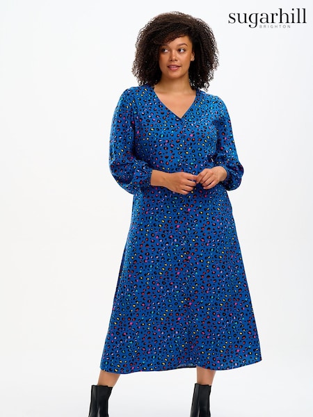 Sugarhill Brighton Blue Fatimah V-Neck Maxi Dress (Q44639) | €33