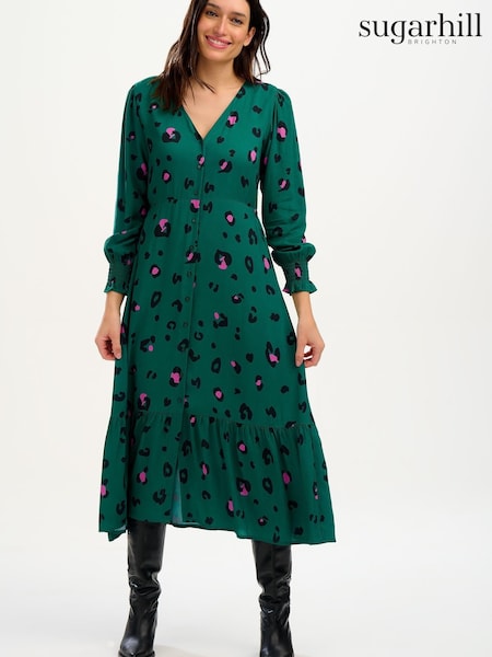 Sugarhill Brighton Green Gwen Midi Tiered Dress (Q44640) | €28
