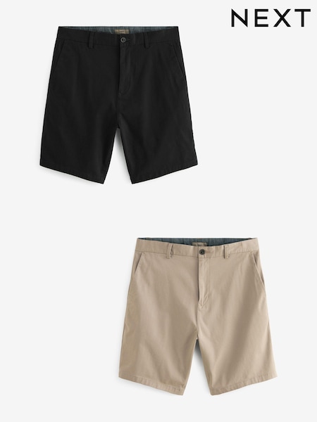 Black/Tan Stretch Chinos Shorts 2 Pack (Q44716) | € 10