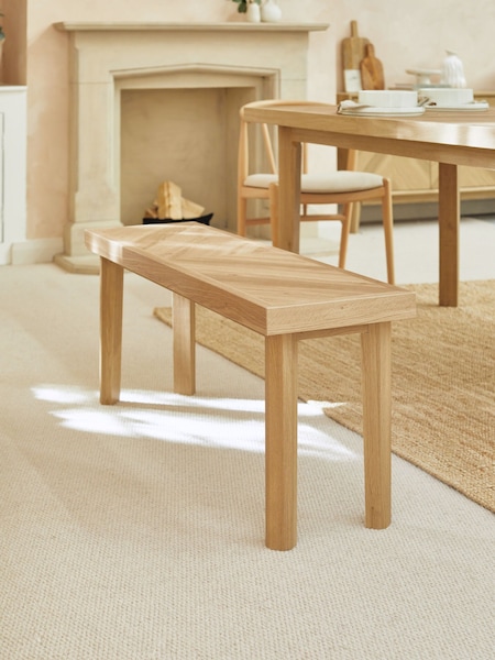 Light Natural Hayford Oak Effect Chevron Dining Bench (Q44765) | €185