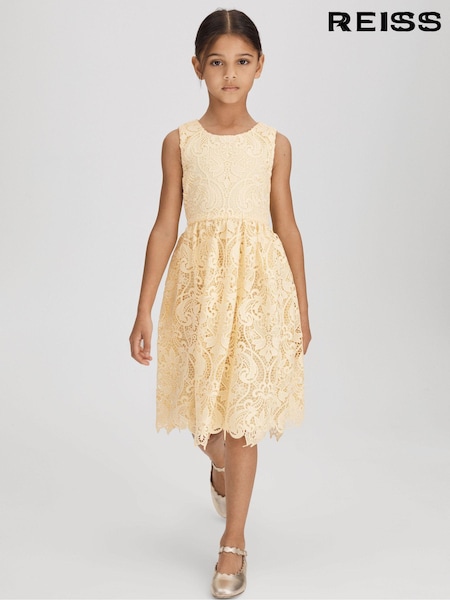 Reiss Lemon Daia 13-14 yrs Fit-and-Flare Lace Dress (Q44791) | AED612