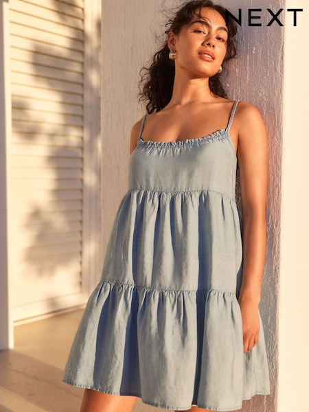 Denim Blue Tiered Mini Summer Dress (Q44807) | €12