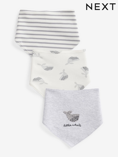 Grey Whale Baby 100% Cotton Bibs 3 Pack (Q44845) | AED25