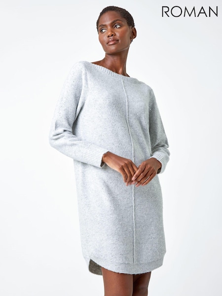 Roman Grey Sequin Stretch Jumper Dress (Q44856) | €26