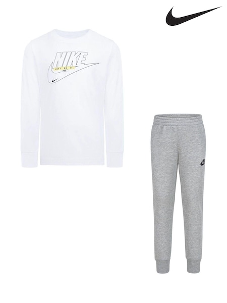 Nike Grey Little Kids Long Sleeve T-Shirt and Tracksuit Joggers (Q45106) | € 21