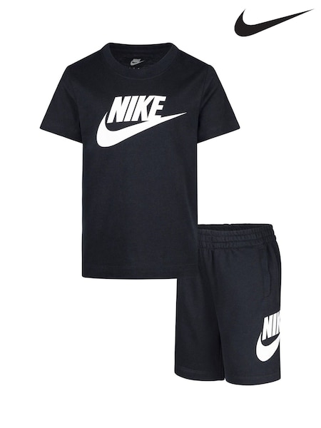 Negru - Set șort și tricou pentru copii mici Nike Club (Q45155) | 261 LEI