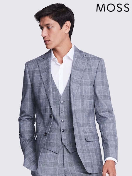 siva - Standardni kroj - Moss Tailored Fit Check Jacket (Q45181) | € 174