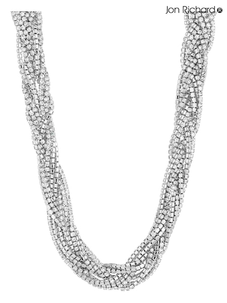 Jon Richard Silver Statement Twisted Crystal Collar Necklace (Q45240) | €17.50