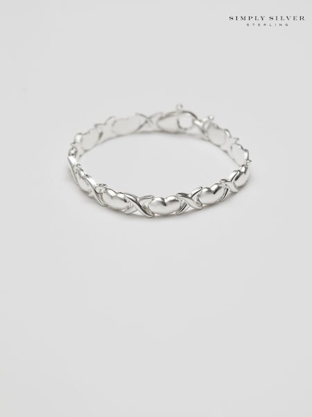 Simply Silver Silver Tone Heart Kiss Bracelet (Q45256) | €119