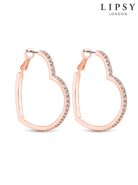 Goldfarben - Lipsy Jewellery Creolen in kristallverzierter Herzform (Q45380) | 12 €