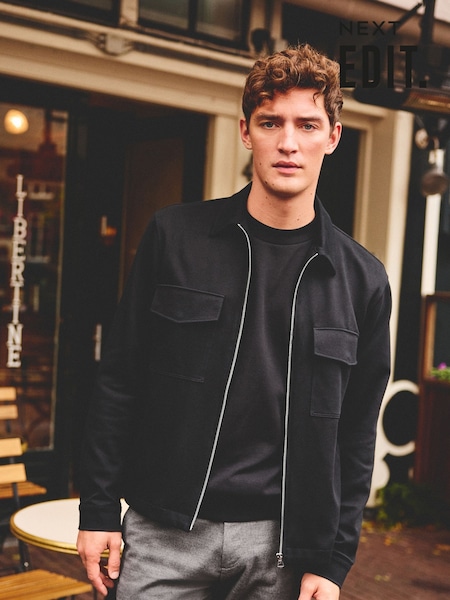 Black EDIT Jersey Shacket (Q45409) | $70