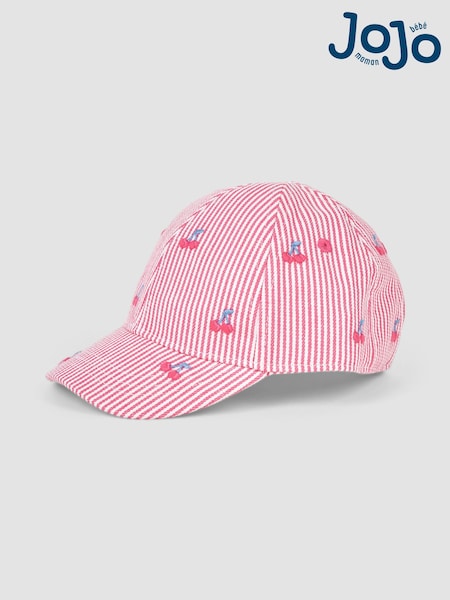 JoJo Maman Bébé Pink Cherry Embroidered Cap (Q45471) | €24